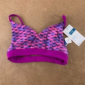 Fin Fun Girls Size Small Asian Magenta Purple Reversible Bikini Top NWT